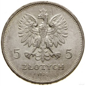 5 złotych, 1930, Warszawa; Nike; Kop. 2940 (R3), Parchi...