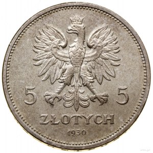 5 złotych, 1930, Warszawa; Nike; Kop. 2940 (R3), Parchi...