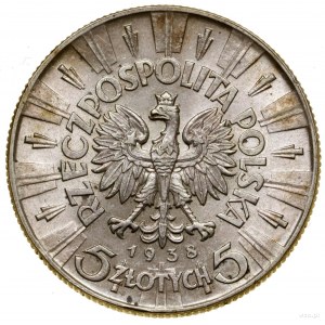 5 złotych, 1938, Warszawa; Józef Piłsudski; Kop. 2967 (...