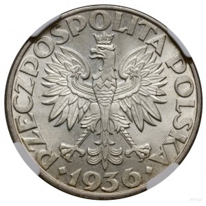 5 złotych, 1936, Warszawa; żaglowiec; Kop. 2962 (R), Pa...