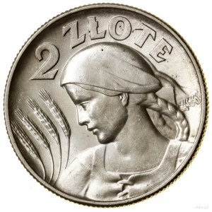 2 złote, 1925, Londyn; popiersie kobiety z kłosami, odm...