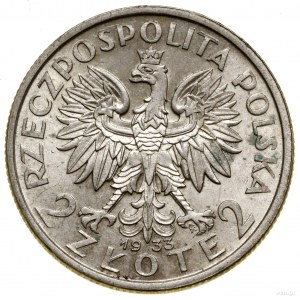 2 złote, 1933, Warszawa; głowa kobiety w czepcu; Kop. 2...