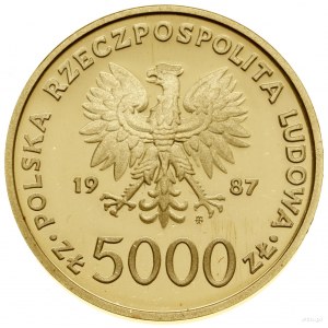 5.000 złotych, 1987, Warszawa; Jan Paweł II - półpostać...