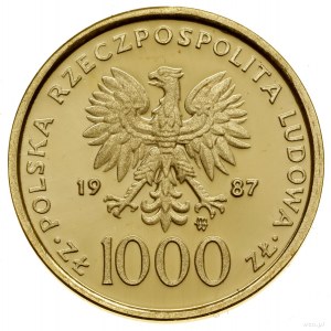1.000 złotych, 1987, Warszawa; Jan Paweł II - półpostać...