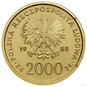 2.000 złotych, 1988, Warszawa; moneta wybita z okazji X...