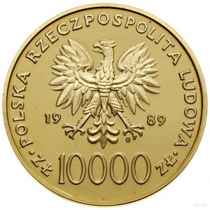 10.000 złotych, 1989, Warszawa; Jan Paweł II - popiersi...