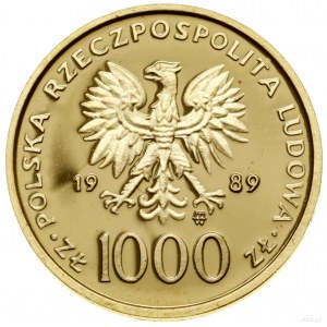 1.000 złotych, 1989, Warszawa; Jan Paweł II - popiersie...