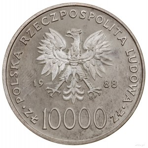 10.000 złotych, 1988, Warszawa; Jan Paweł II - popiersi...