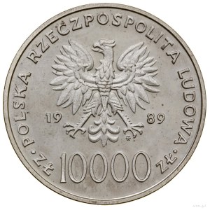 10,000 zloty, 1989, Warsaw; John Paul II - half-post...