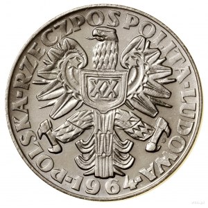 20 złotych, 1964, Warszawa; XX Lat PRL - dziewczyna ze ...