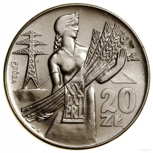 20 Zloty, 1964, Warschau; XX Jahre der Volksrepublik Polen - Mädchen mit ...