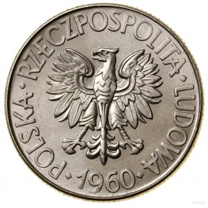 10 zloty, 1960, Warsaw; Wrench and pinwheel, on rev...