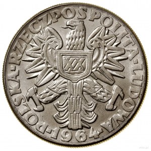 10 Zloty, 1964, Warschau; XX Jahre der Volksrepublik Polen - Mädchen mit ...