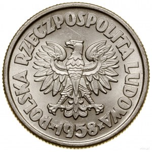 5 złotych, 1958, Warszawa; statek „Waryński” - tło z de...