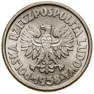 5 Zloty, 1958, Warschau; Waryński-Schiff - Hintergrund mit de...
