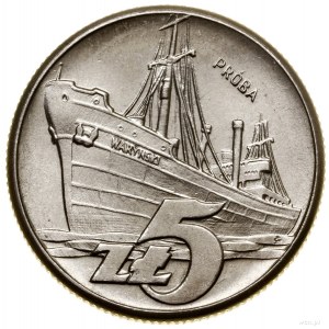 5 Zloty, 1960, Warschau; Schiff Waryński - Hintergrund ohne ...