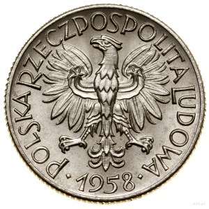 1 złoty, 1958, Warszawa; Kwadrat z kłosami zboża, na re...