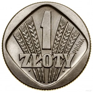 1 zloty, 1958, Warsaw; Square with ears of grain, on re...