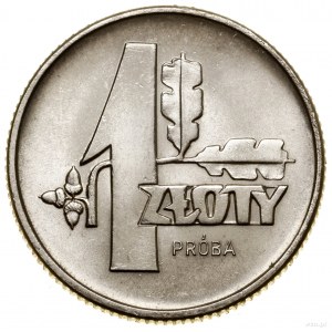 1 złoty, 1958, Warszawa; Liście dębu, wypukły napis PRÓ...