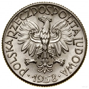 1 zloty, 1958, Warsaw, Poland; Dove, on the reverse convex n...