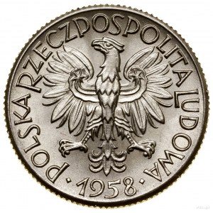 1 złoty, 1958, Warszawa; Gołąbki, na rewersie wypukły n...