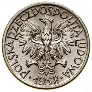 50 groszy, 1958, Warszawa; Młoty i kłos zboża, na rewer...