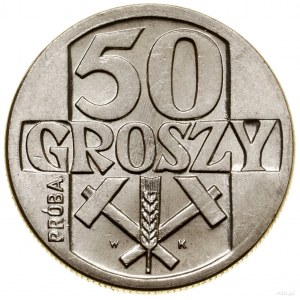 50 groszy, 1958, Warszawa; Młoty i kłos zboża, na rewer...