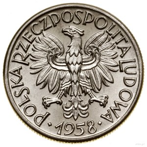 50 groszy, 1958, Warszawa; Wstęga, na rewersie wypukły ...
