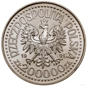 200,000 zloty, 1991, Warsaw; John Paul II - against the background of ...
