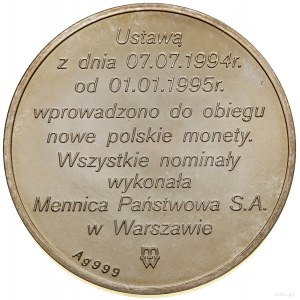 medal (żeton) „Złotogrosz”, 1994, Warszawa; medal wybit...