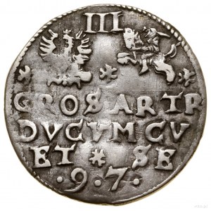 Trojak, 1597, Mitawa; date at bottom, punctuation in formi...