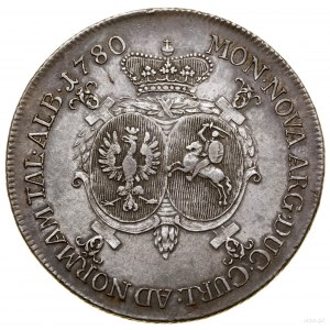 Thaler, 1780, Mitawa; Av: Prince's head to right and legends....