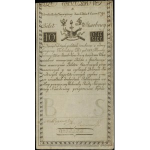 10 złotych, 8.06.1794; seria B, numeracja 30504, podpis...