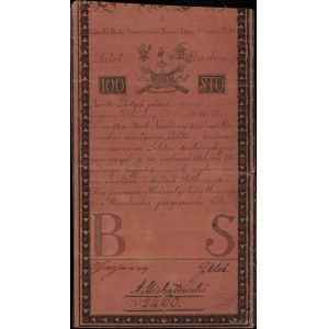 100 zloty, 8.06.1794; series A, numbering 2460, signature....