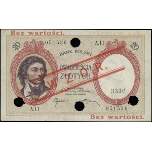 20 zloty, 28.02.1919; series A.11, numbering 051536, c...