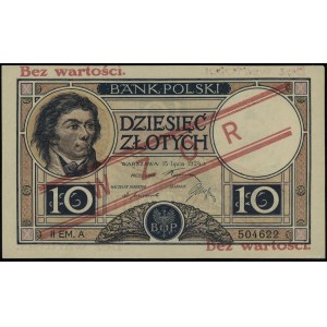 10 zloty, 15.07.1924; 2nd issue, series A, numbering 5....