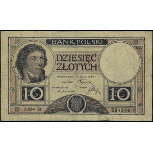 10 zloty, 15.07.1924; 2nd Issue, series B, numbering 3....