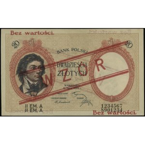 20 złotych, 15.07.1924; II emisja, seria A 1234567 / A ...