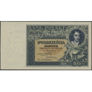 20 złotych, 20.06.1931; seria DH (dużą czcionką), numer...