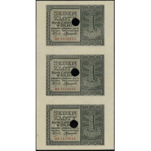 Uncut 3 x 1 gold set, 1.08.1941; series: BE 44....