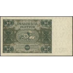20 złotych, 15.07.1947; seria D, numeracja 1065752; Luc...