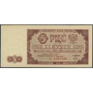 5 zloty, 1.07.1948; BI series, numbering 5267640; Luco...