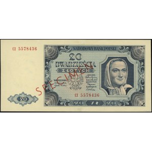 20 złotych, 1.07.1948; seria CI, numeracja 5578436, cze...