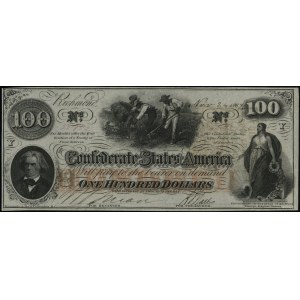 100 dolarów, 24.11.1862; seria Y, numeracja 50152, papi...