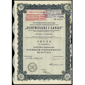 Akcja na okaziciela o wartości 250 złotych, 1926, Warsz...