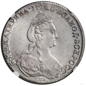 Ruble, 1780 СПБ ИЗ, St. Petersburg; Av: Bust of Catherine of...