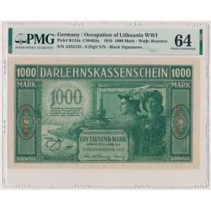 Kowno, 1.000 Mark 1918 - A - 6 digital serial number - PMG 64