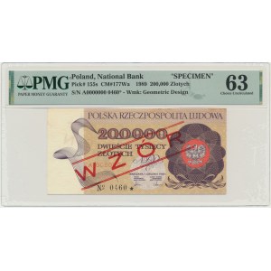 200.000 złotych 1989 - WZÓR - A 0000000 - No.0460 - PMG 63