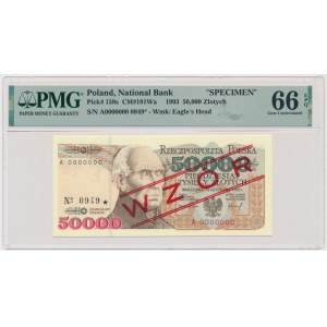50.000 złotych 1993 - WZÓR - A 0000000 - No.0949 - PMG 66 EPQ
