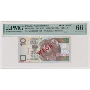 10 zloty 1994 - MODÈLE - AA 0000000 - No 1259 - PMG 66 EPQ